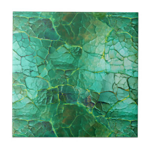 Azulejo De Cerâmica Textura rachada em tons de verde e turquesa