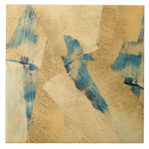 Azulejo de Cerâmica Texturizado Amarelo Azul