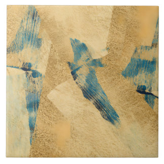 Azulejo de Cerâmica Texturizado Amarelo Azul