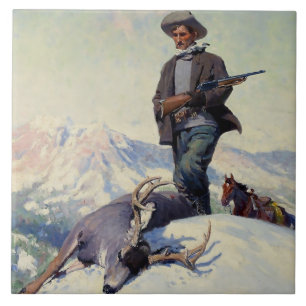 Azulejo De Cerâmica "The Deer Hunter", por W Herbert Dunton