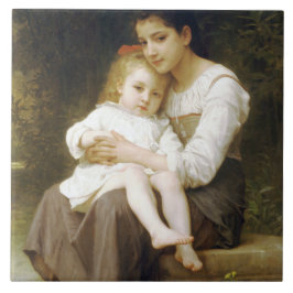 Azulejo De Cerâmica The Elder Sister (por William Bouguereau)