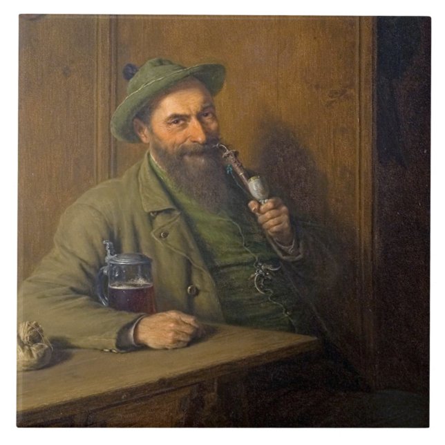 Azulejo De Cerâmica The Forest Ranger (por Eduard von Grützner) (Frente)