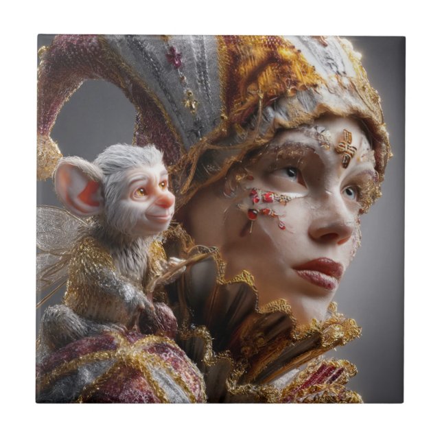Azulejo De Cerâmica "The Harlequin Monkey with Magic Wings (Frente)