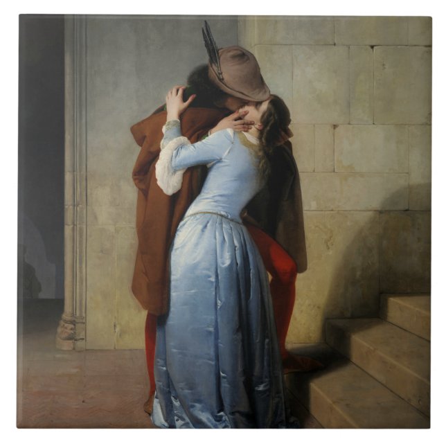 Azulejo De Cerâmica The Kiss (por Francesco Hayez) (Frente)
