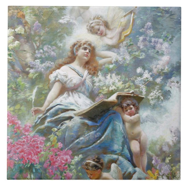 Azulejo De Cerâmica The Muse of Poesie (por Konstantin Makovsky) (Frente)