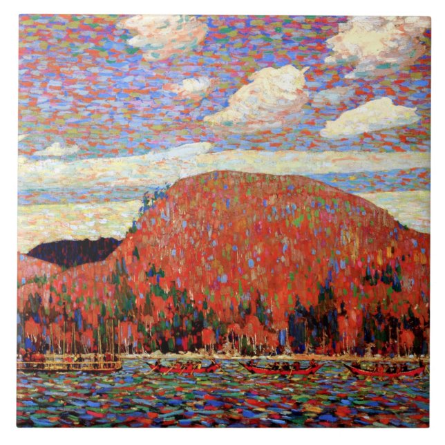 Azulejo De Cerâmica The Pointers, pintura de arte de Tom Thomson, (Frente)
