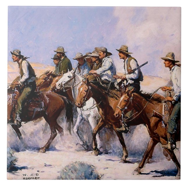 Azulejo De Cerâmica "The Posse" Western Art de WHD Koerner (Frente)
