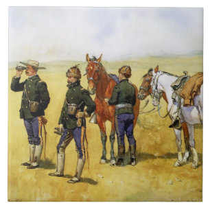 Azulejo De Cerâmica "The Scouting Party", por Frederic Remington