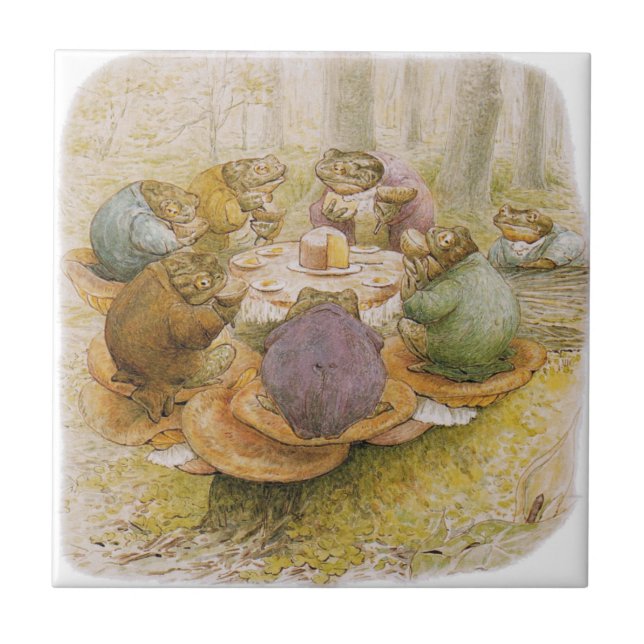 Azulejo De Cerâmica The Toads Tea Party (por Beatrix Potter) (Frente)