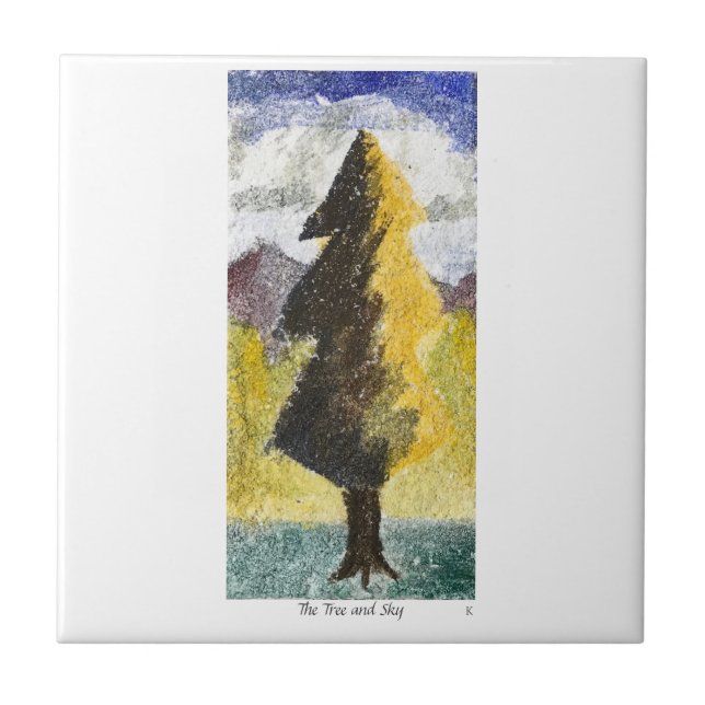 Azulejo De Cerâmica The Tree and Sky (Frente)
