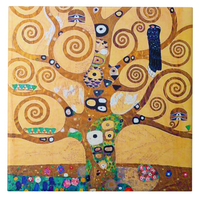 Azulejo De Cerâmica The Tree of Life (detalhe), Klimt (Frente)