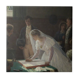 Azulejo De Cerâmica The Wedding Register (por Edmund Blair Leighton)