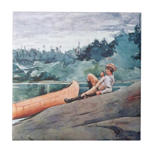 Azulejo De Cerâmica The Wilderness Guide (por Winslow Homer)
