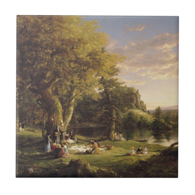 Azulejo De Cerâmica Thomas Cole O Pic-Nic (Frente)
