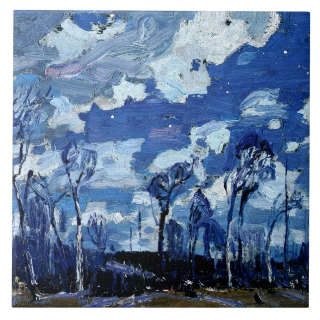 Azulejo De Cerâmica Thomson - Nocturne, The Birches, (Frente)