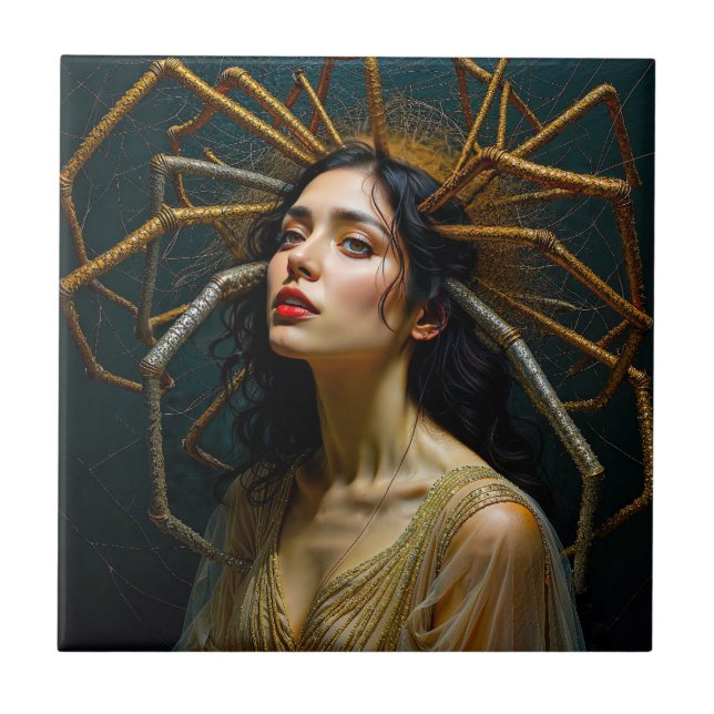 Azulejo De Cerâmica Threads da Transformação de Aracne Transgressão (Frente)