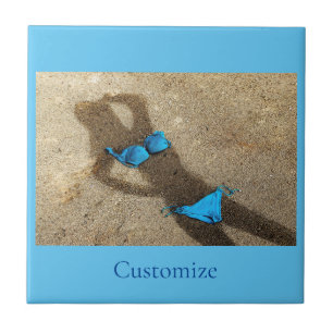 Azulejo De Cerâmica Thunder_Cove da Areia de Bikini Azul
