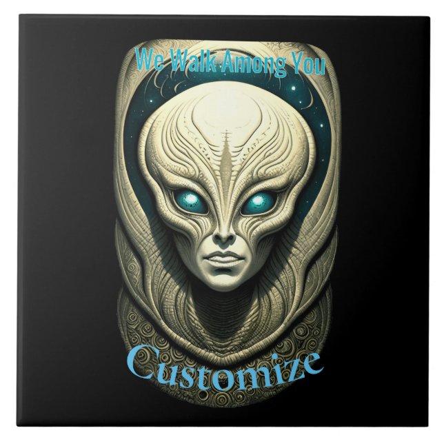 Azulejo De Cerâmica Thunder_Cove da Cabeça do Crânio da alienígena (Frente)