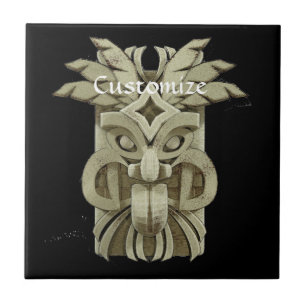 Azulejo De Cerâmica Thunder_Cove da escultura Tiki gravada
