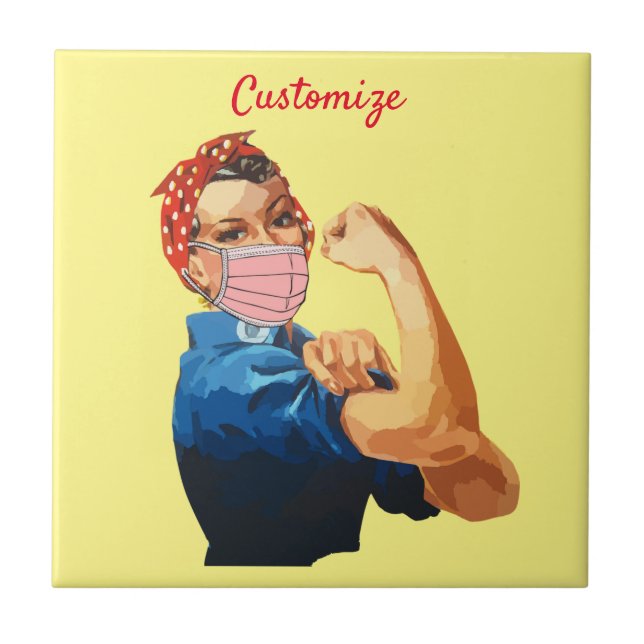 Azulejo De Cerâmica Thunder_Cove de Máscara de Empoderamento para Mulh (Frente)