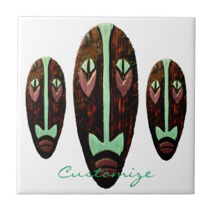 Azulejo De Cerâmica Thunder_Cove de Máscara Longa Tiki