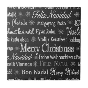 Azulejo De Cerâmica Thunder_Cove de Natal Merry de múltiplos idiomas