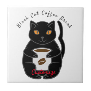 Azulejo De Cerâmica Thunder_Cove de Quebra de Café de Gato Preto
