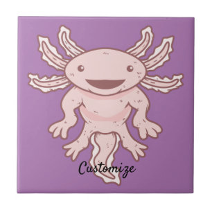 Azulejo De Cerâmica Thunder_Cove do Axolotl Cor-de-Rosa Cor-de-Rosa 