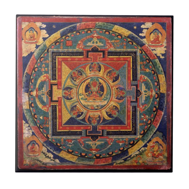 Azulejo De Cerâmica Tibetano Thanka da antiguidade da mandala de (Frente)