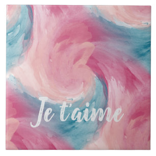 Azulejo De Cerâmica Tie-Dye Pink e Blue Painterly Watercolor no Amor