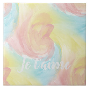Azulejo De Cerâmica Tie-Dye Retro Pastel Painterly Watercolor no Amor