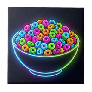 Azulejo De Cerâmica Tigela de Cereal Neon Glow