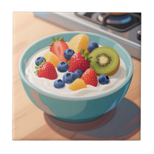 Azulejo De Cerâmica Tigela de Iogurte com Frutas Frescas