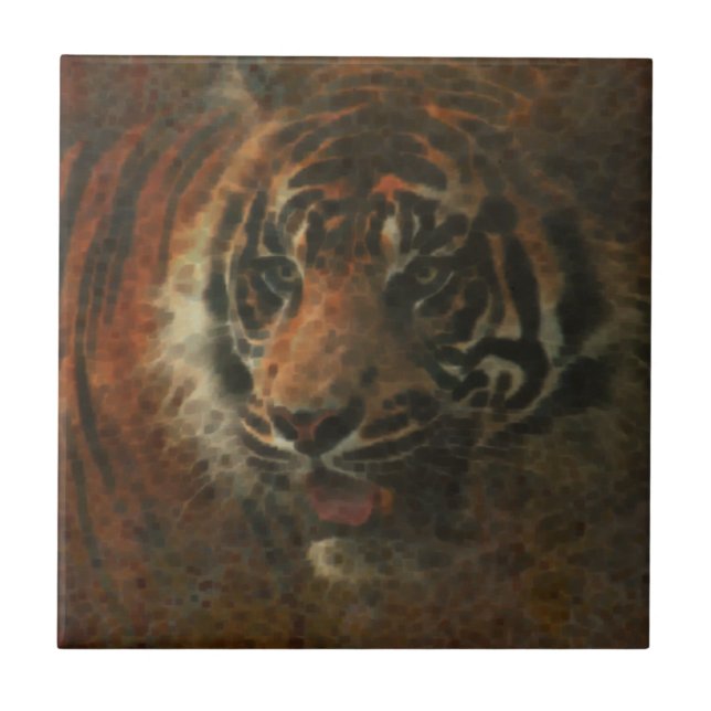 Azulejo De Cerâmica Tiger Digital Art (Frente)
