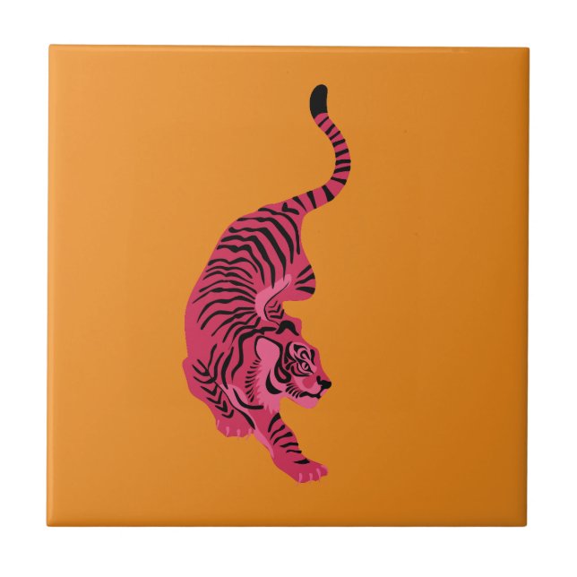 Azulejo De Cerâmica Tiger - Vibrant Pink (Frente)