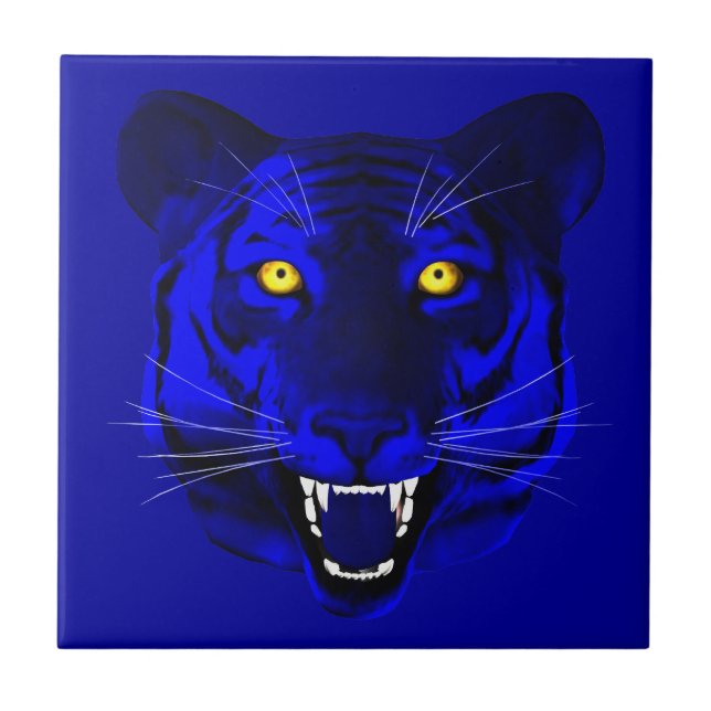 Azulejo De Cerâmica Tigre Azul (Frente)