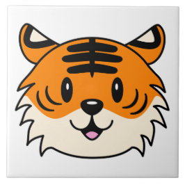 Azulejo De Cerâmica Tigre de Cartoon Sorridente