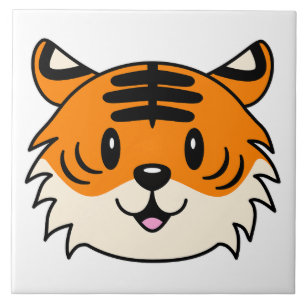 Azulejo De Cerâmica Tigre de Cartoon Sorridente