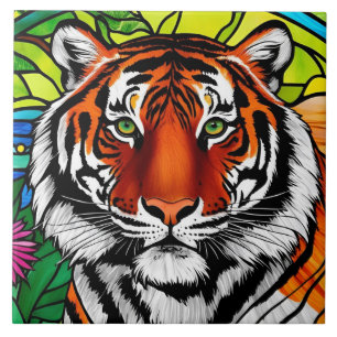 Azulejo De Cerâmica Tigre De Vidro Estreitado