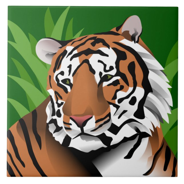 Azulejo De Cerâmica Tigre Na Selva (Frente)