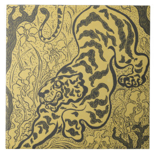 Azulejo De Cerâmica Tigre na selva (animal selvagem) (por Paul Ranson)