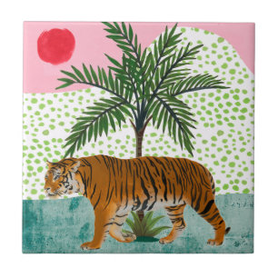 Azulejo De Cerâmica Tigre no nascer do sol