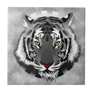 Azulejo De Cerâmica Tigre Preto E Branco