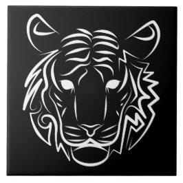 Azulejo De Cerâmica Tigre Tribal Negro e Branco