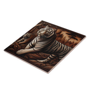 Azulejo De Cerâmica Tigres majestosos de Bengala viajando em densa flo
