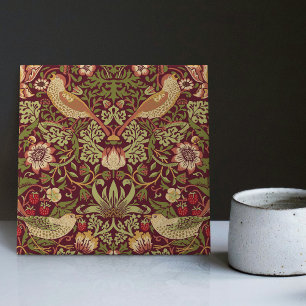 Azulejo De Cerâmica Tijolo decorativo Vermelho William Morris Strawber