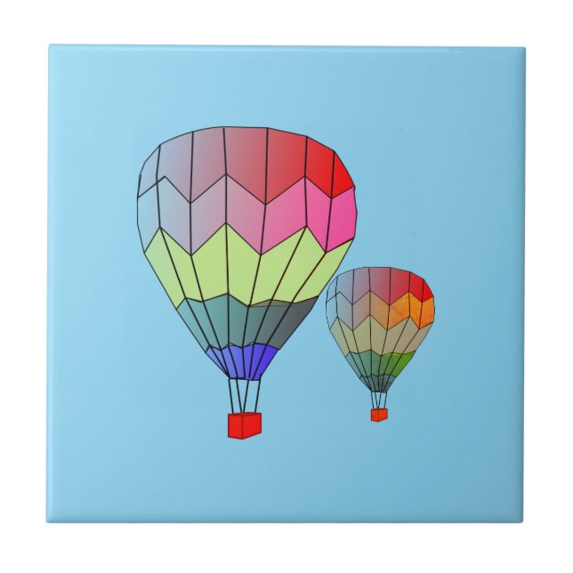 Azulejo De Cerâmica Tile - Striped Hot Air Balloons (Frente)
