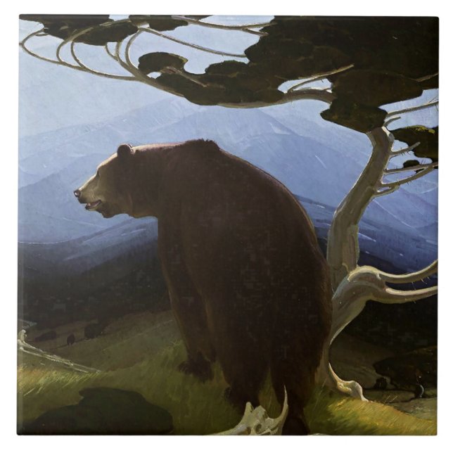 Azulejo De Cerâmica "Timberline" de Arte Ocidental por W Herbert Dunto (Frente)