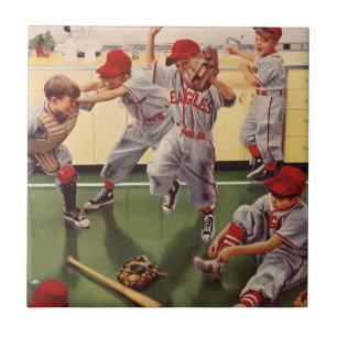 Azulejo De Cerâmica Time-honrada Equipe Esportiva de Beisebol, Meninos