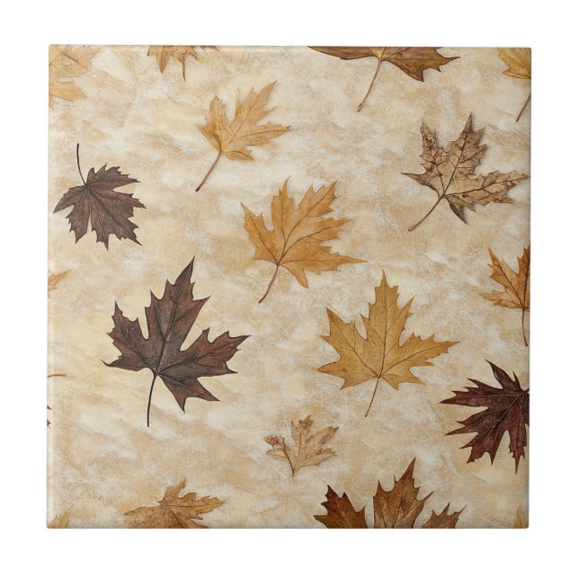 Azulejo De Cerâmica Timeless Botanical Harmony – Leaf in Warm Neutrals (Frente)
